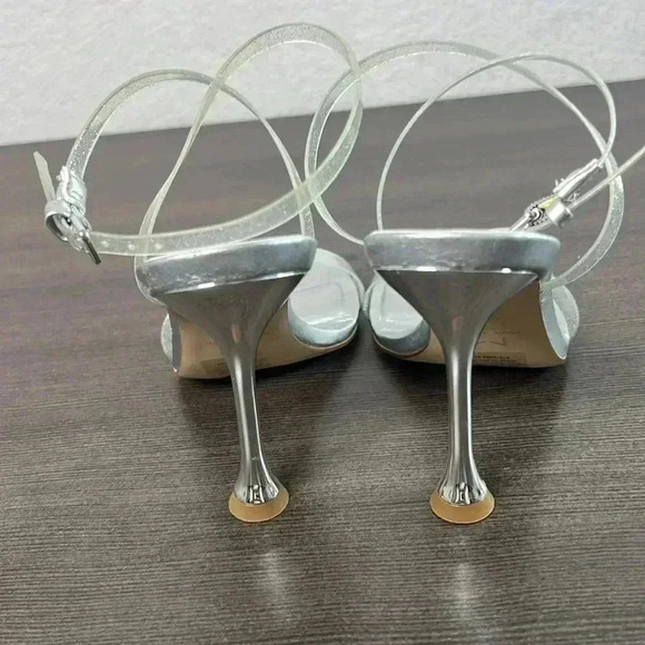 Marc Fisher Calitsy Sandal Strappy Heeled Metallic Silver Women’s Size 6.5 - Picture 5 of 7